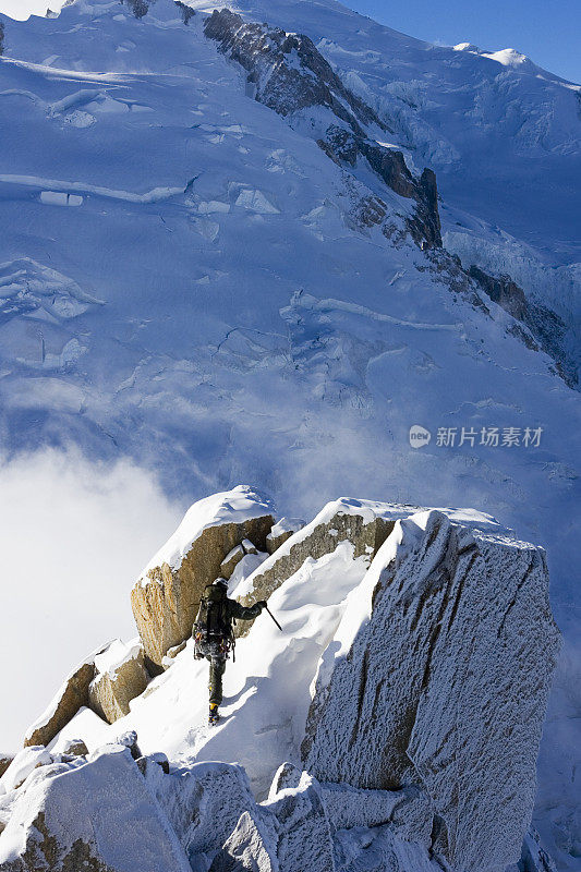 Aiguille du Midi附近的登山者